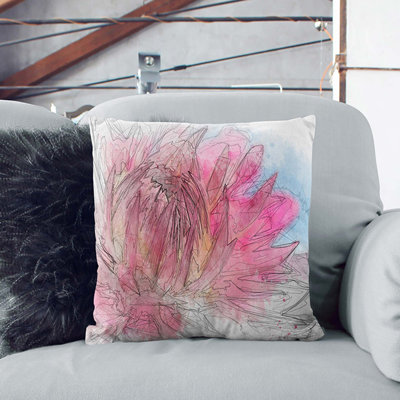Pink Flower Cushion with Filling