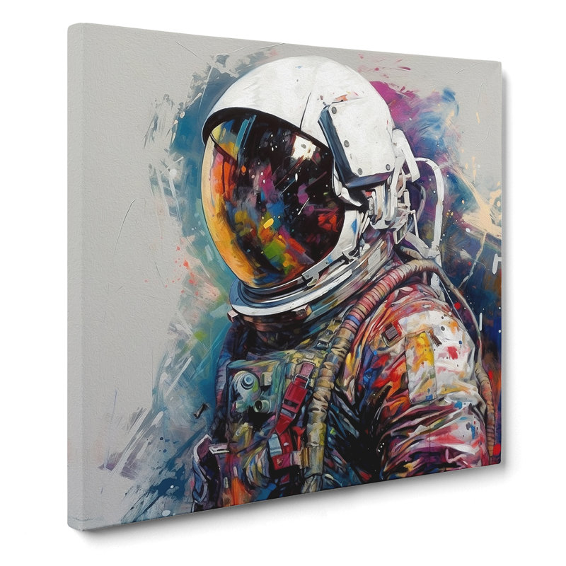 Astronaut Gestural Art No.1 - Wrapped Canvas, 35cm H x 35cm W x 3cm D