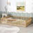 Floor Platform Bed with Fence Guardrails and Door
