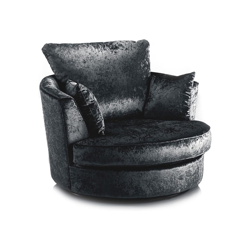 Velvet Swivel Armchair, Black