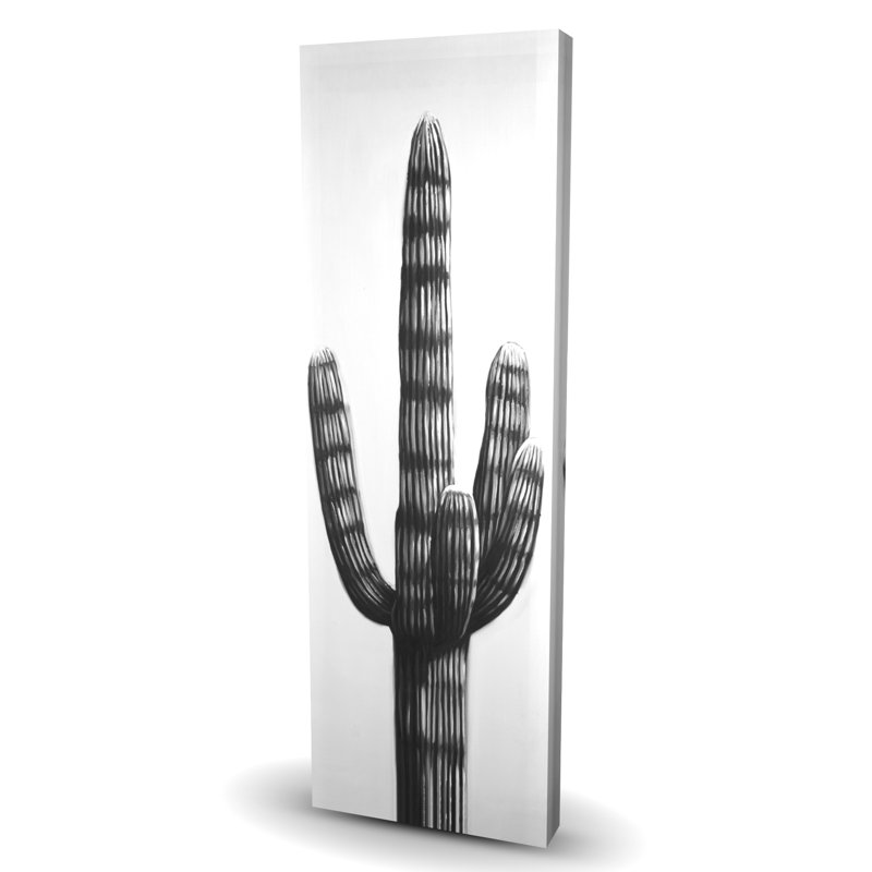 Grande toile botanique noire et blanche Cactus pour la décoration intérieure