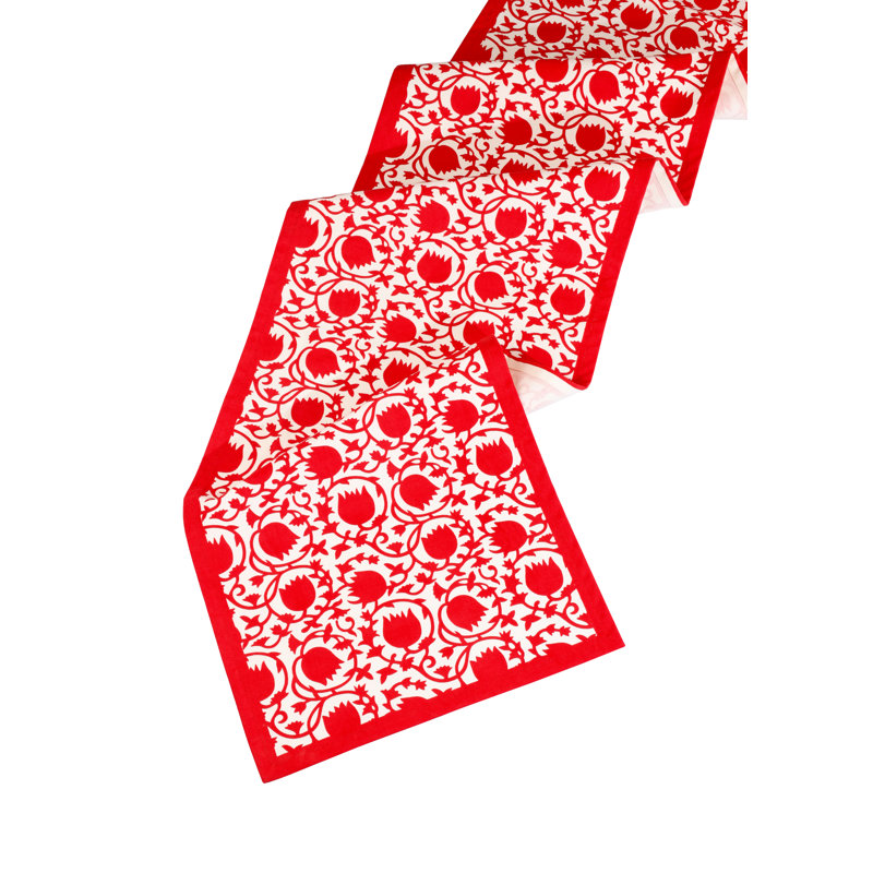 Chemin de table en coton Crimson, Rouge