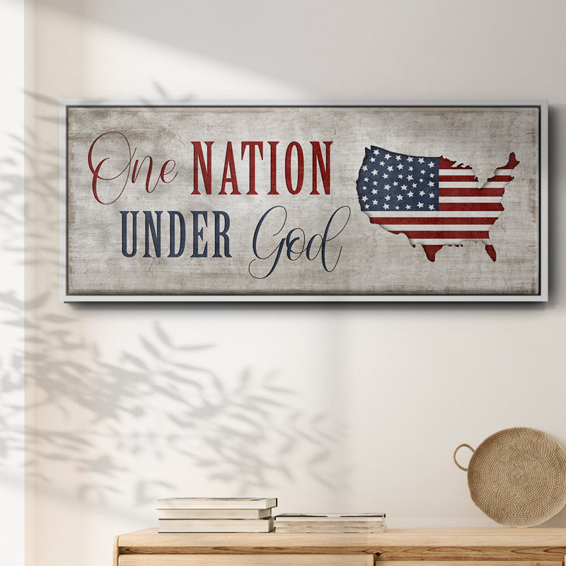 One Nation Under God- Framed Canvas, 20" H x 50" W