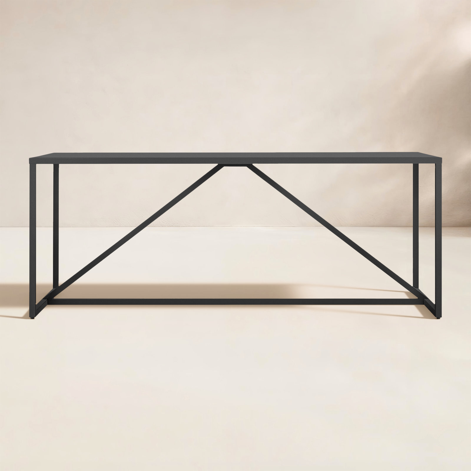 Strut 75'' Metal Outdoor Dining Table, Carbon