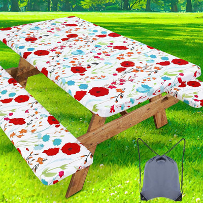 Picnic Table Cover With Bench Cover, Waterproof Elastic F...