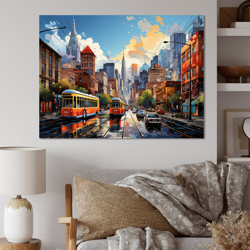 City Atlanta Popart III, reproduction d'art sur toile, H 16 po x l 32 po x P 1 po, Cadre naturel flottant
