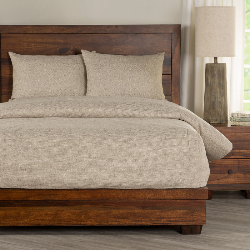 Adventure Tweed Bed-Cap Comforter Complete Set, Full / Double Comforter + 2 Standard Shams, Brown