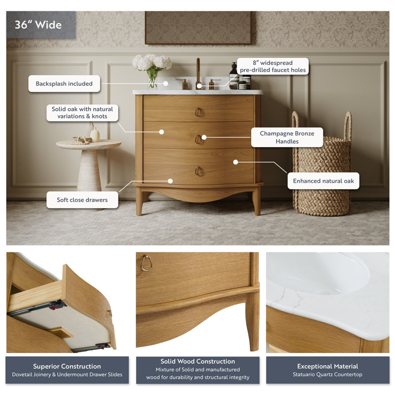 Grace 72" Bathroom Vanity In Natural Enhanced Oak, Natural, 36''