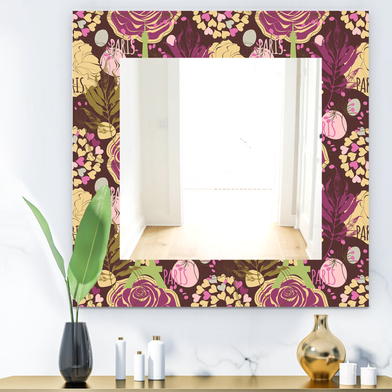 Miroir mural traditionnel rose rétro, H 39,4 po x l 29,5 po