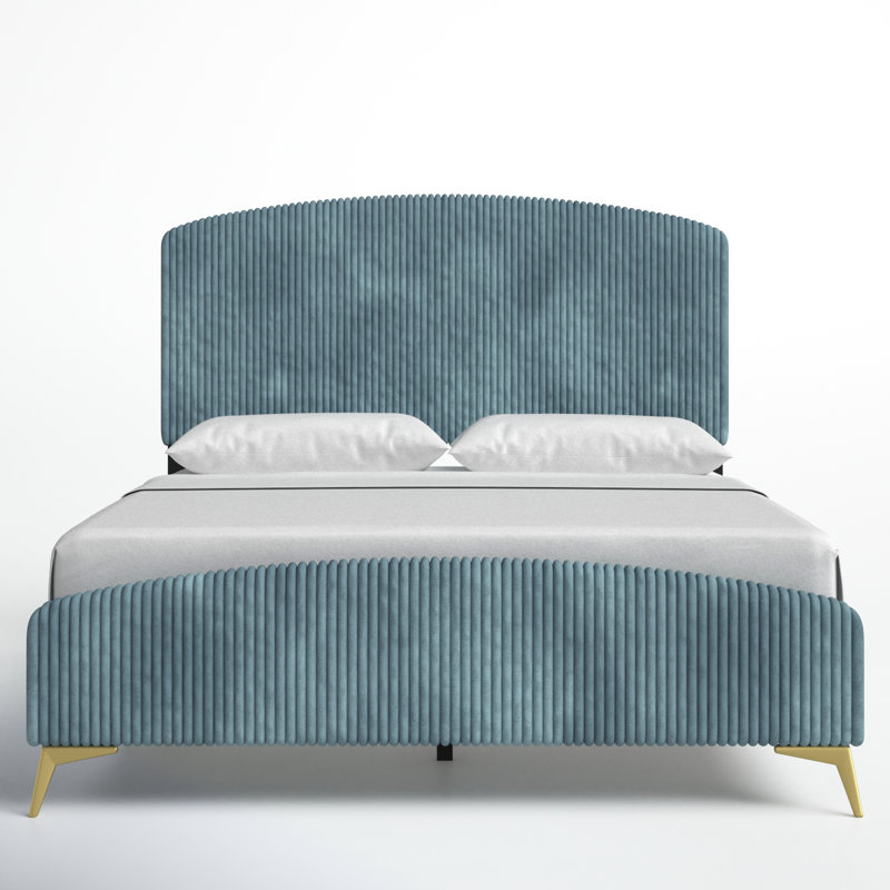 Alphonse Upholstered Standard Bed, Blue Velvet, Full