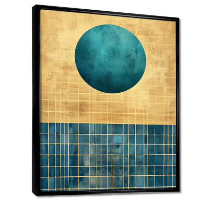 Toile bleu sarcelle, art solaire moderne Mid-Century