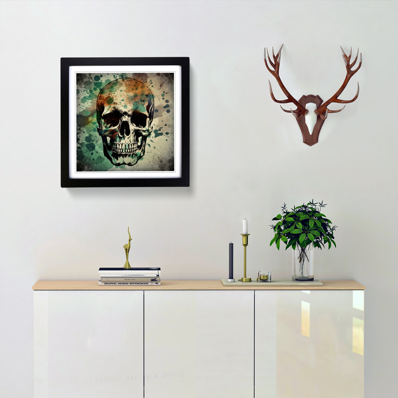 Skull Grunge Art - Framed Print