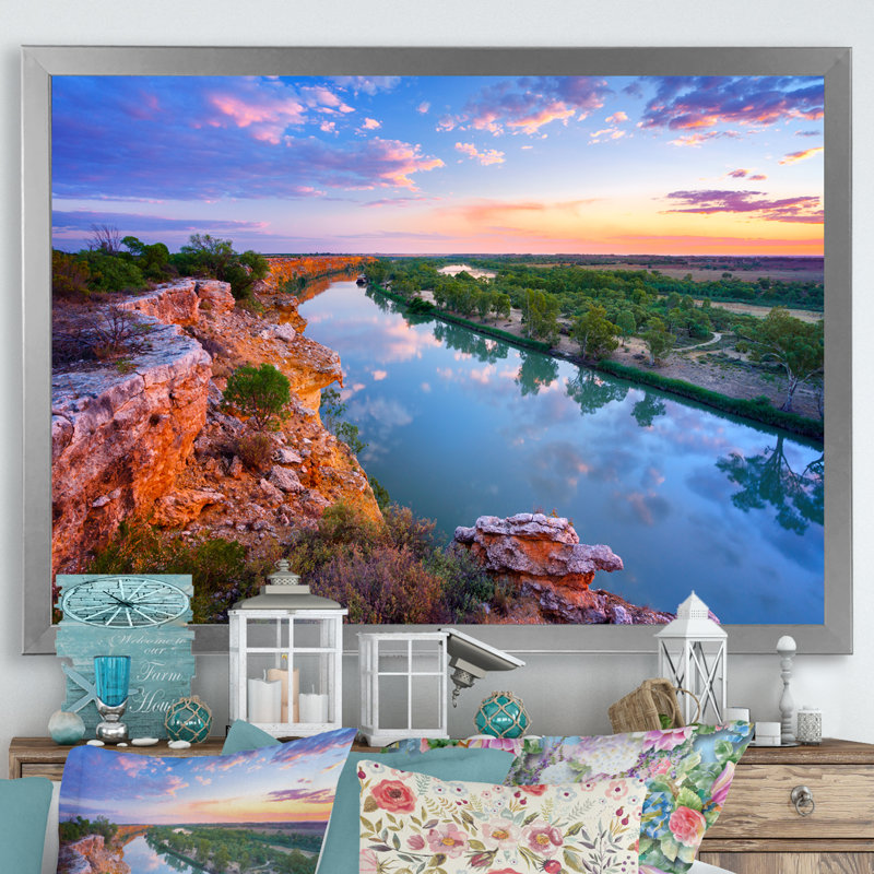 Murray River In Australie II, reproduction d'art sur toile, H 30 po x l 40 po x P 1,5 po, Cadre photo argenté