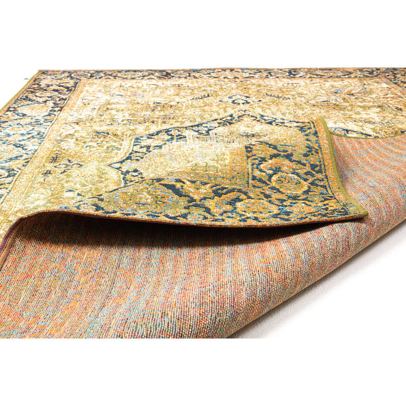 Funky Flatweave Green Rug, Rectangle  80 x 165cm