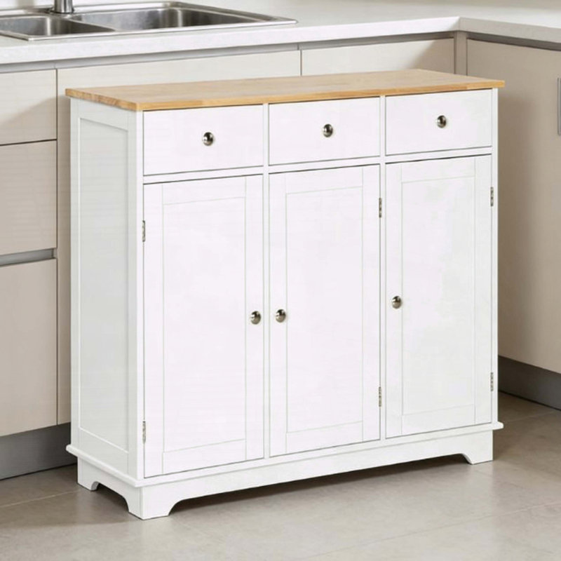 Buffet avec tablettes et rangement réglables, blanc