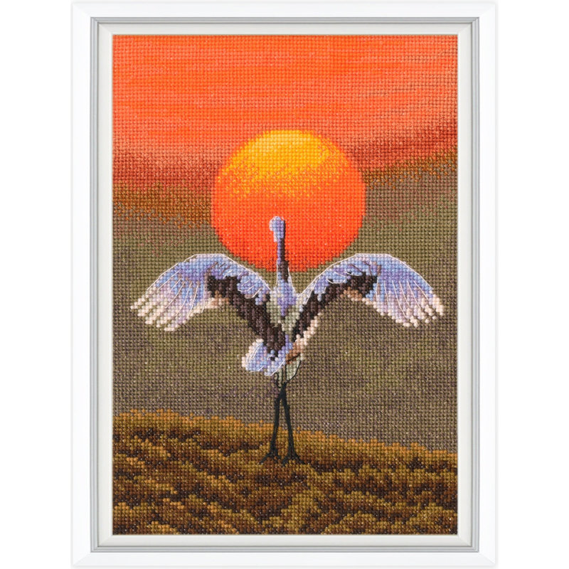 Trousse de point de croix comptée « Grue dansante au coucher du soleil » par RTO M1053