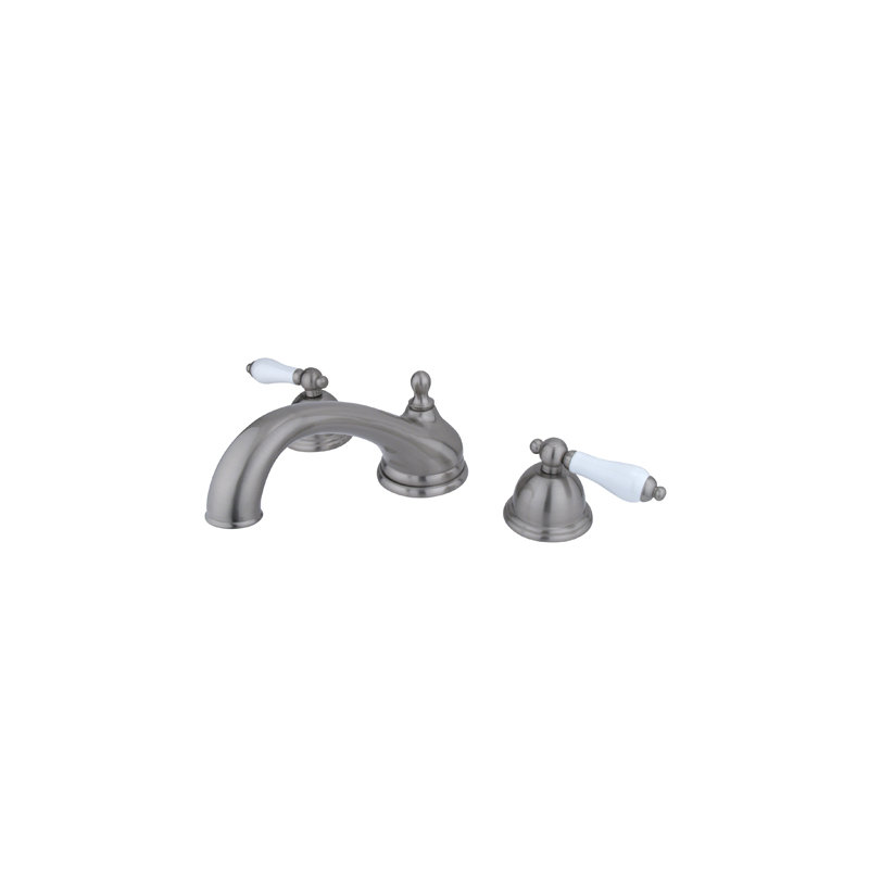 Kingston Brass Vintage Two-Handle 3-Hole Deck Mount Roman Tub Faucet, Brushed Nickel