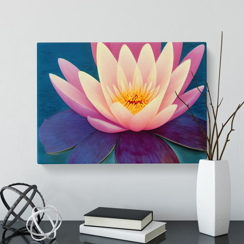 Radiant Water Lily Flower - Wrapped Canvas, 40cm H x 60cm W x 3cm D
