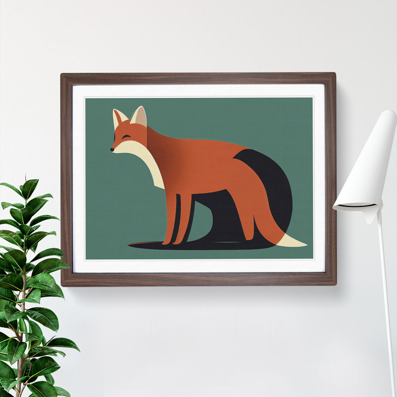 A First Rate Abstract Fox - Single Picture Frame Print, Walnut Framed, 25cm H x 34cm W x 2cm D