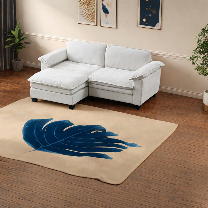 Spacious Chenille Sofas, Modern Loveseat With Ottoman For Home