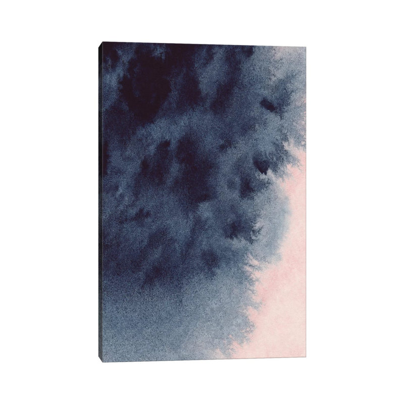 Marine et rosé par Pixy Paper - peinture sur toile tendue, H 12 po x l 8 po x P 0,75 po