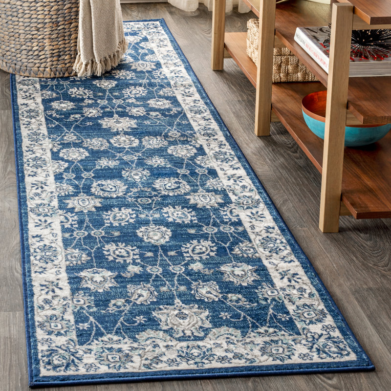 Tapis bleu marine / gris clair Lawncrest, Tapis de couloir 2 pi 3 po x 8 pi