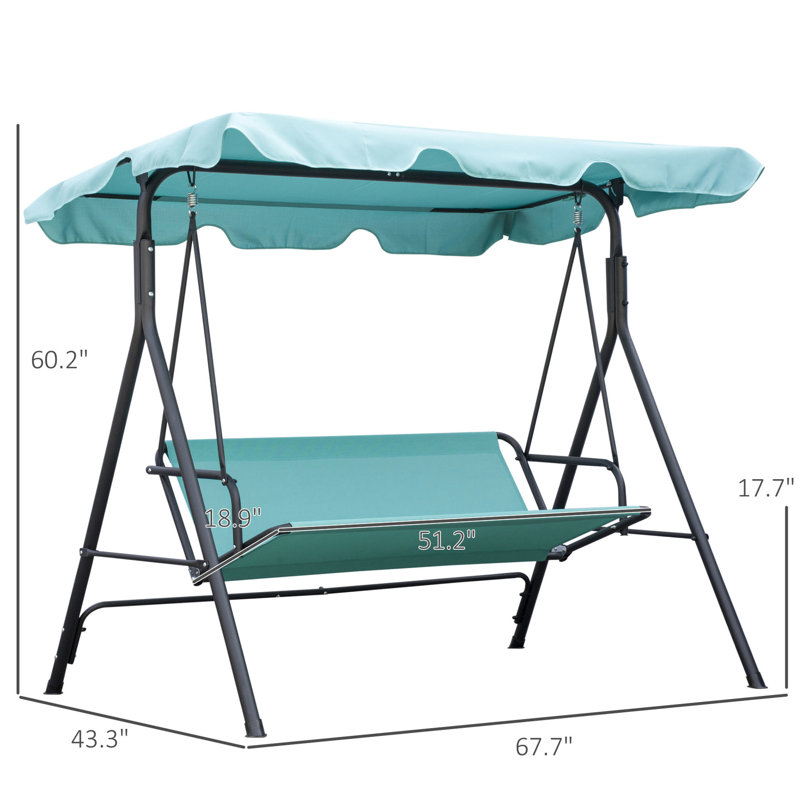 3-adult Patio Porch Swing Chair, Canopy, Steel Frame , Suited For Backyard Enjoy Chair 3, Construction With Backyard, Deck, Poolside