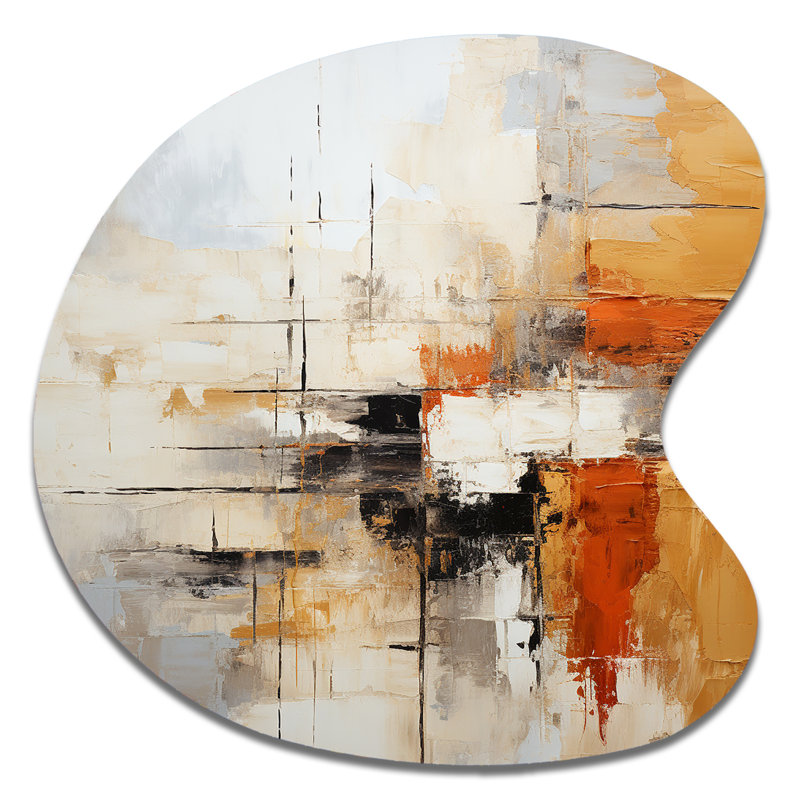 «Clerence Orange», impression abstraite de fractale noire - fractale, art mural en métal asymétrique, H 33 po x l 33 po