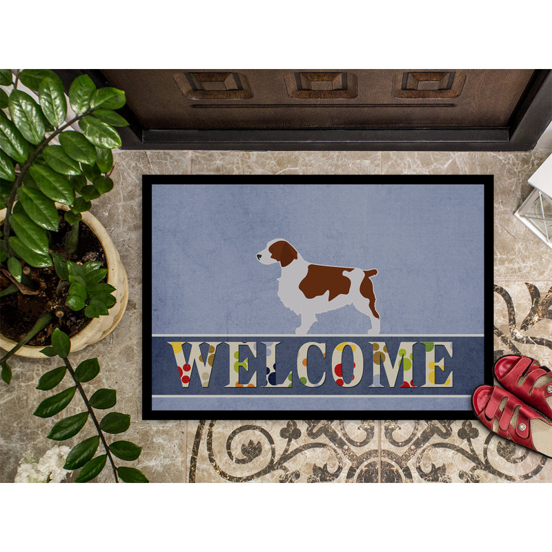 Tapis d'entrée antidérapant Welcome, Épagneul Springer gallois, Rectangulaire 2 pi x 3 pi