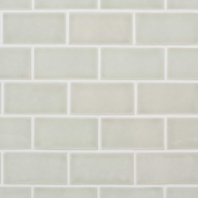 Nabi Subway 3x6 Crackled Glossy Glass Tile, Tundra Gray
