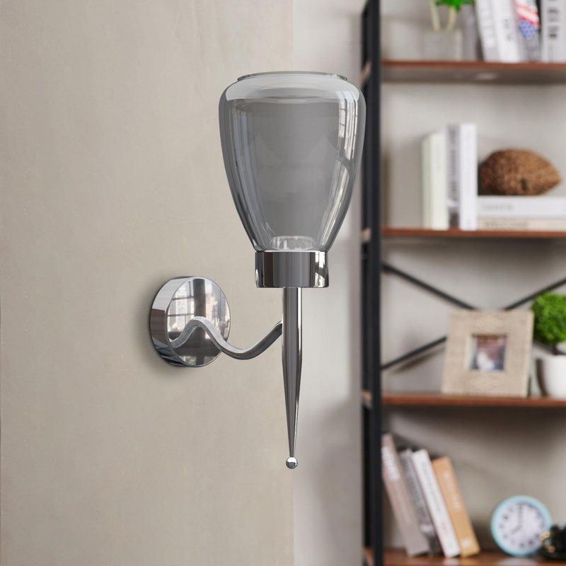 Aletris Glass LED Armed Sconce, Chrome, No