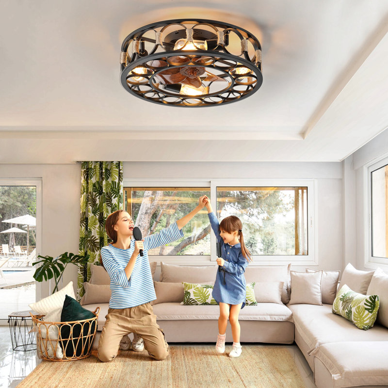 Modern Ceiling Fan With Light Remote Control, 3 Solid Wood Blades, Suitable For Indoor And Outdoor