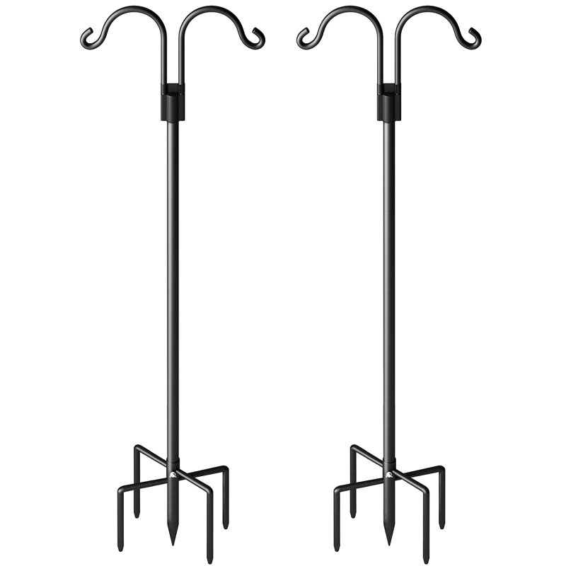Double crochets de berger double pour l'extérieur, poteau robuste pour oiseaux avec base à 5 branches, crochet réglable Shepards pour l'extérieur, jardin, mariages, plante suspendue, paquet de 2