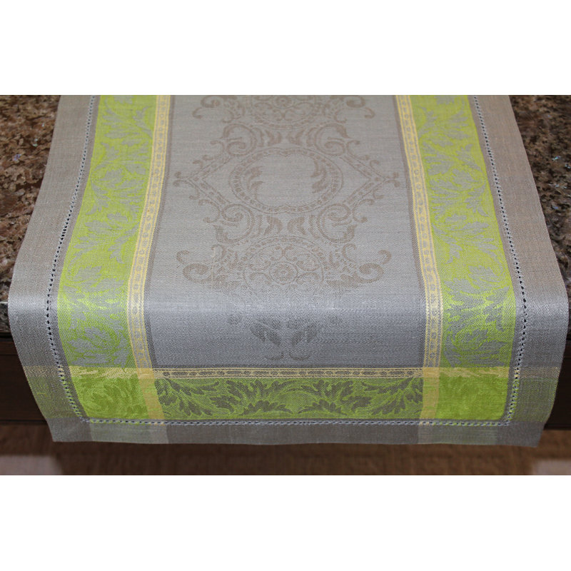 French Home Linen Arboretum Tablecloth, 71" L x 104" W, Gray/Chartreuse
