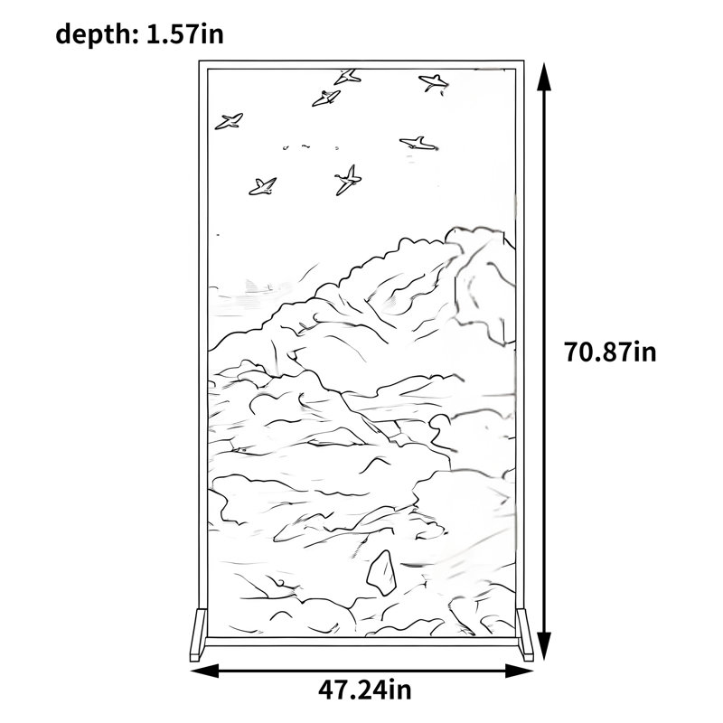 Schwarz, 70.87" H x 47.24" W x 1.57" D