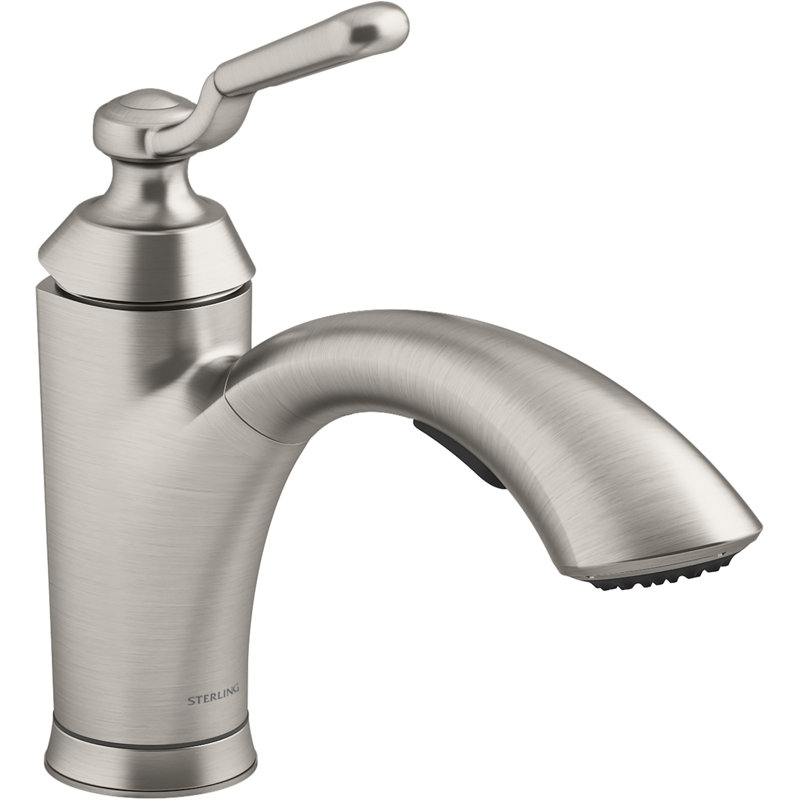 Ludington Pull Out Single Handle Kitchen Faucet with MasterClean and Side Spray, Vibrant Stainless