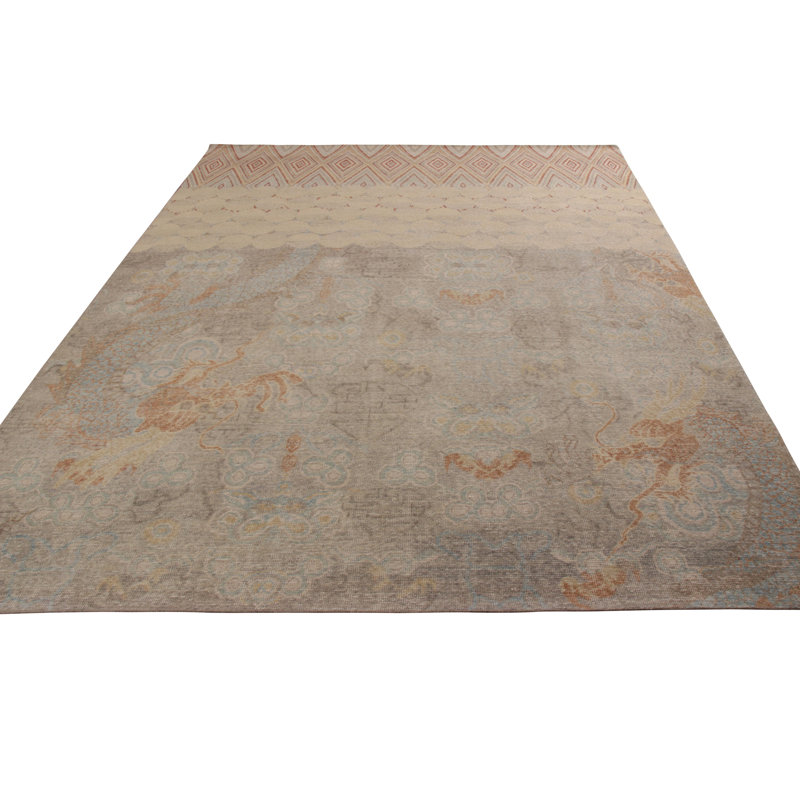 Distressed Homage Hand Knotted Wool Area Rug, Rectangle 15' x 24'