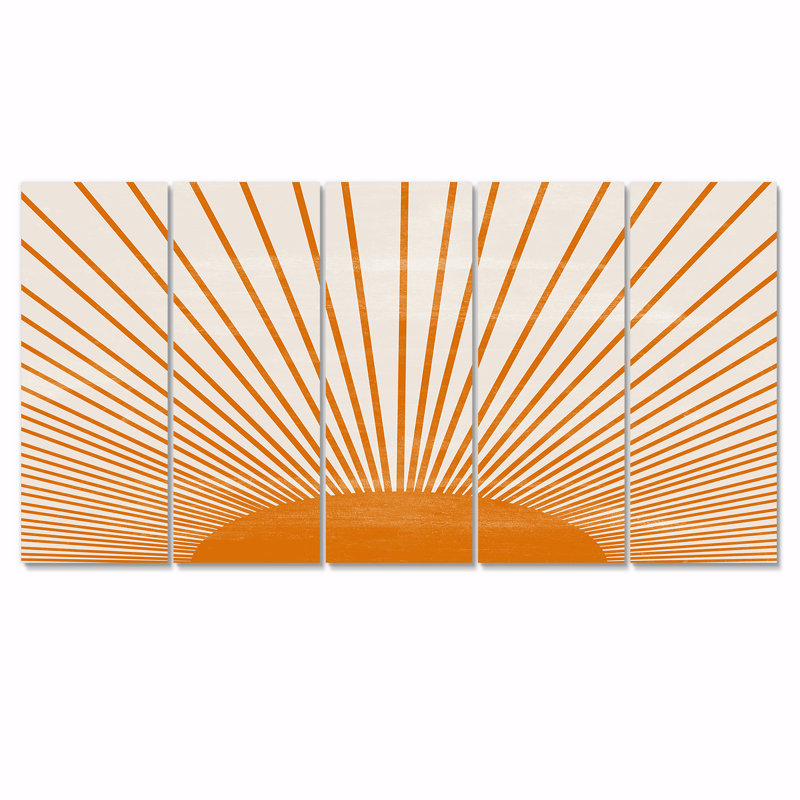 «Orange Sun Print III», ensemble de 5 impressions sur toile tendue