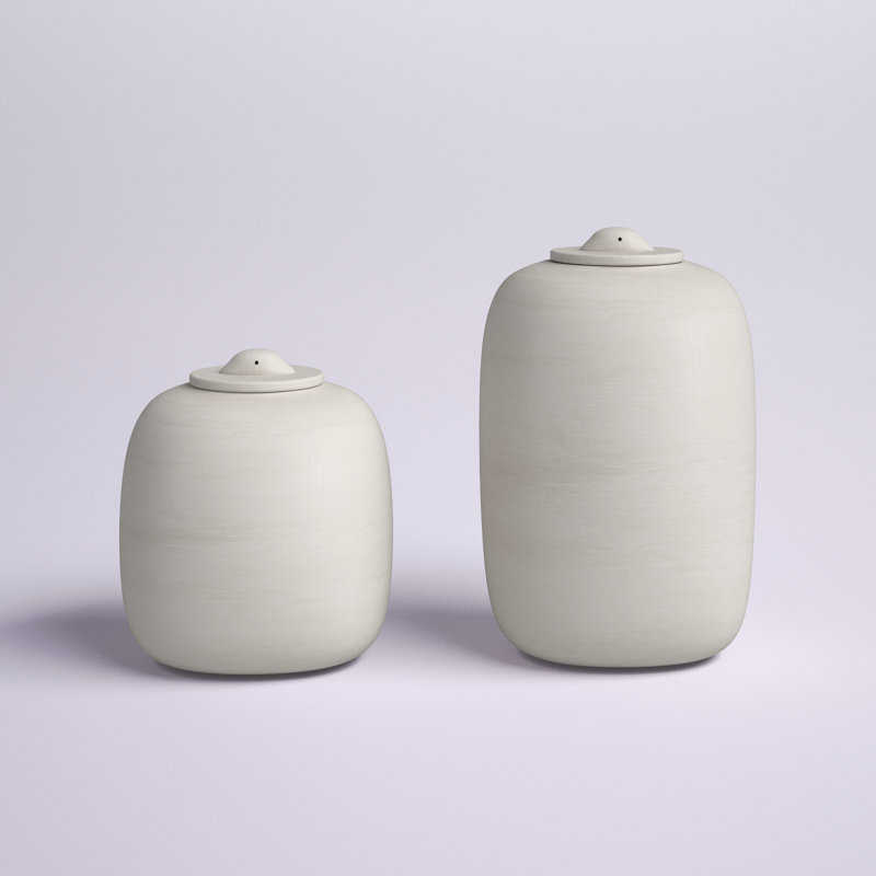 Kalalou Off-White Storage Canisters – 16" Tall Decorative Set of 2