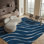 Tapis bleu / crème Ashal
