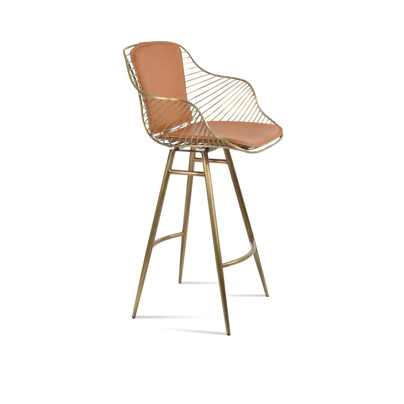 Tabouret de bar et de comptoir Zebra Galata, Laiton, Tabouret de comptoir (siège d'une hauteur de 26 p, Cannelle