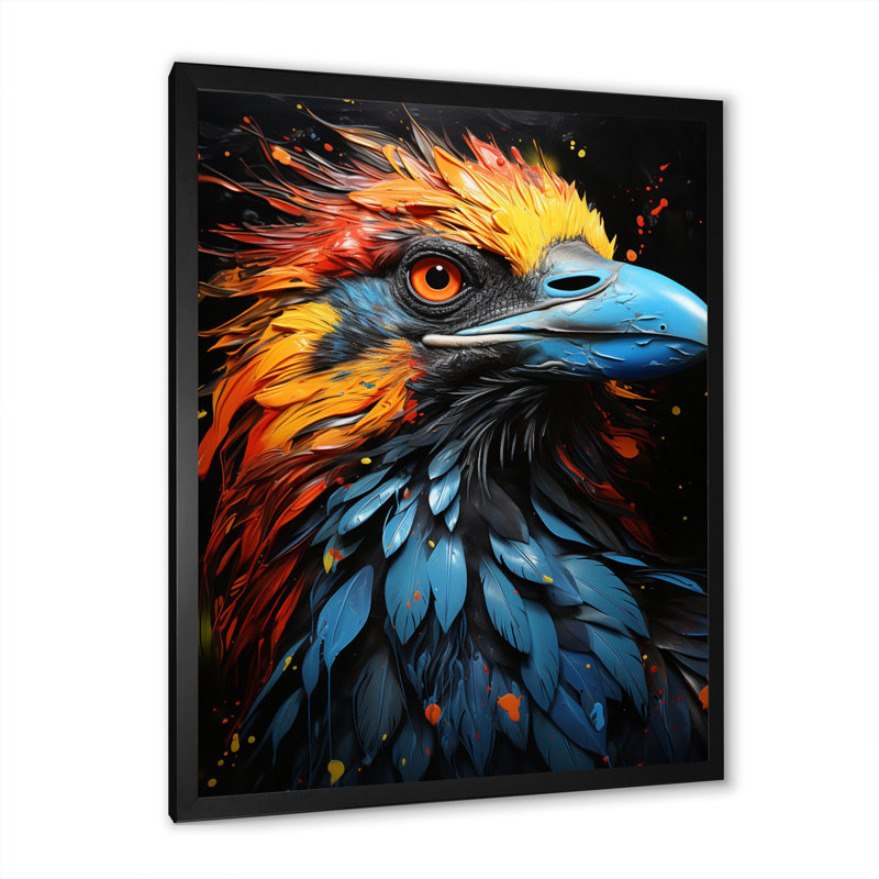 «Enlil Crow Popart Royalty IV», reproduction sur toile, H 32 po x l 16 po x P 1 po, Cadre photo noir