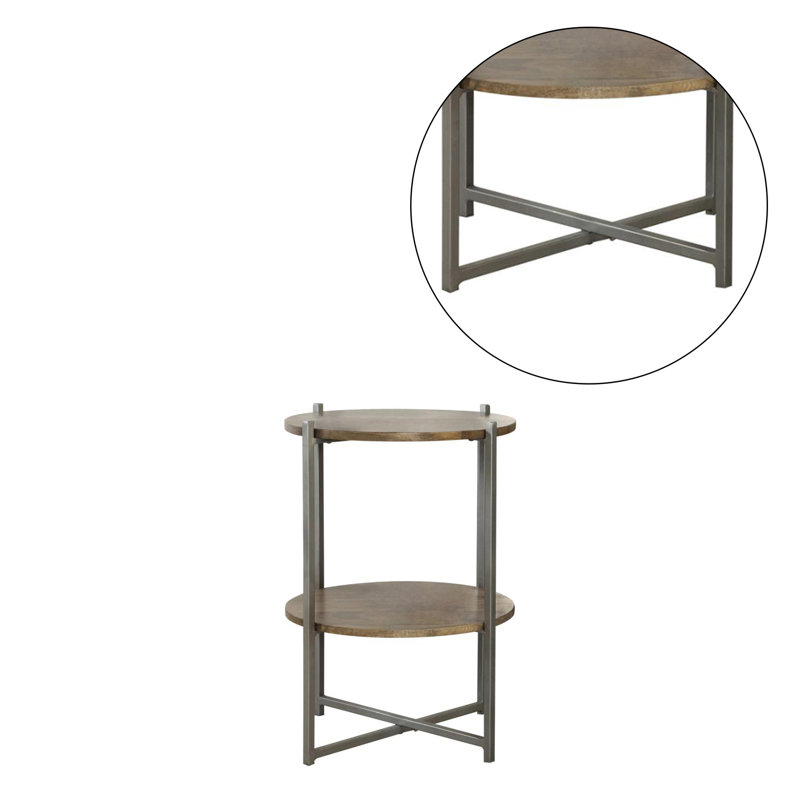 Tarenton Natural and Gunmetal Accent Table with Bottom Shelf