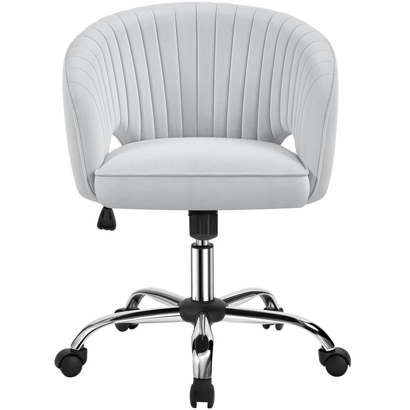 Swivel Office Task Chair with Adjustable Height and Padded Cushion, Velvet Light Grey
