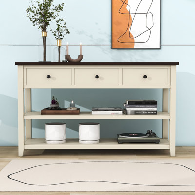 Gore Retro Console Table with 3 Drawers, 2 Shelves and Solid Wood Frame for Living Room by Red Barrel Studio