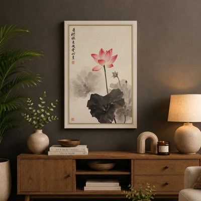 Lotus in Bloom Japandi - Wrapped Canvas