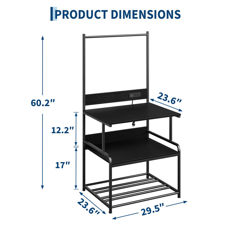 Poste de travail pour imprimante 3D, grand support d'imprimante à 3 niveaux avec prise de courant intégrée, support de bobine de filament supérieur pour l'impression 3D et le rangement des imprimantes de bureau