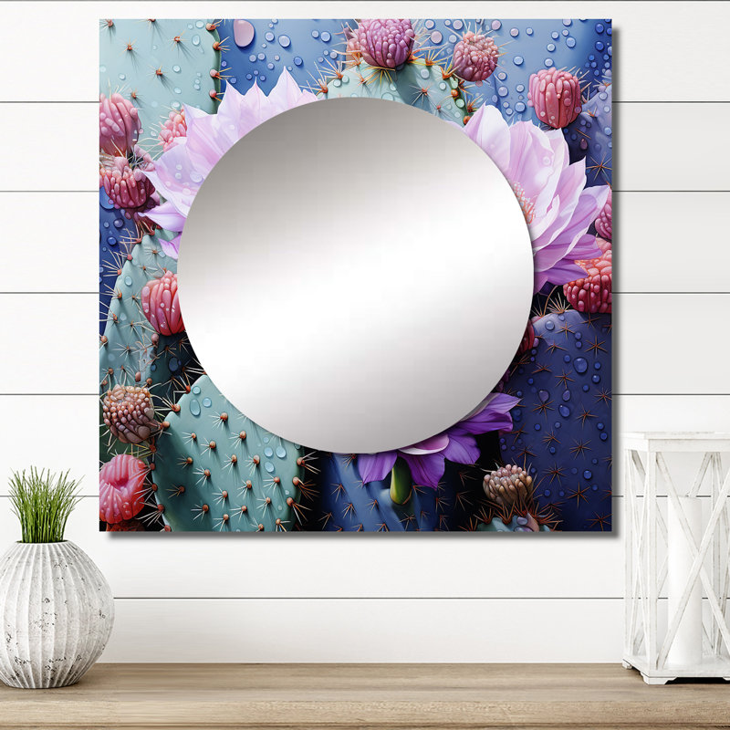 Nikesha - Miroir mural rose cactus carré pour chambre à coucher, 29 po x 29 po