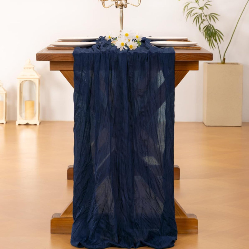 Chemin de table en étamine Cheesecloth, L 35 po x l 120 po, Marine