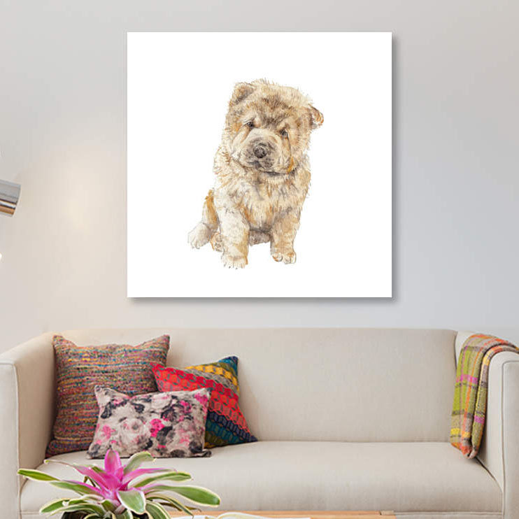 Chow chow, H 12 po x l 12 po x P 1,5 po, Toile tendue, Pas de tapis